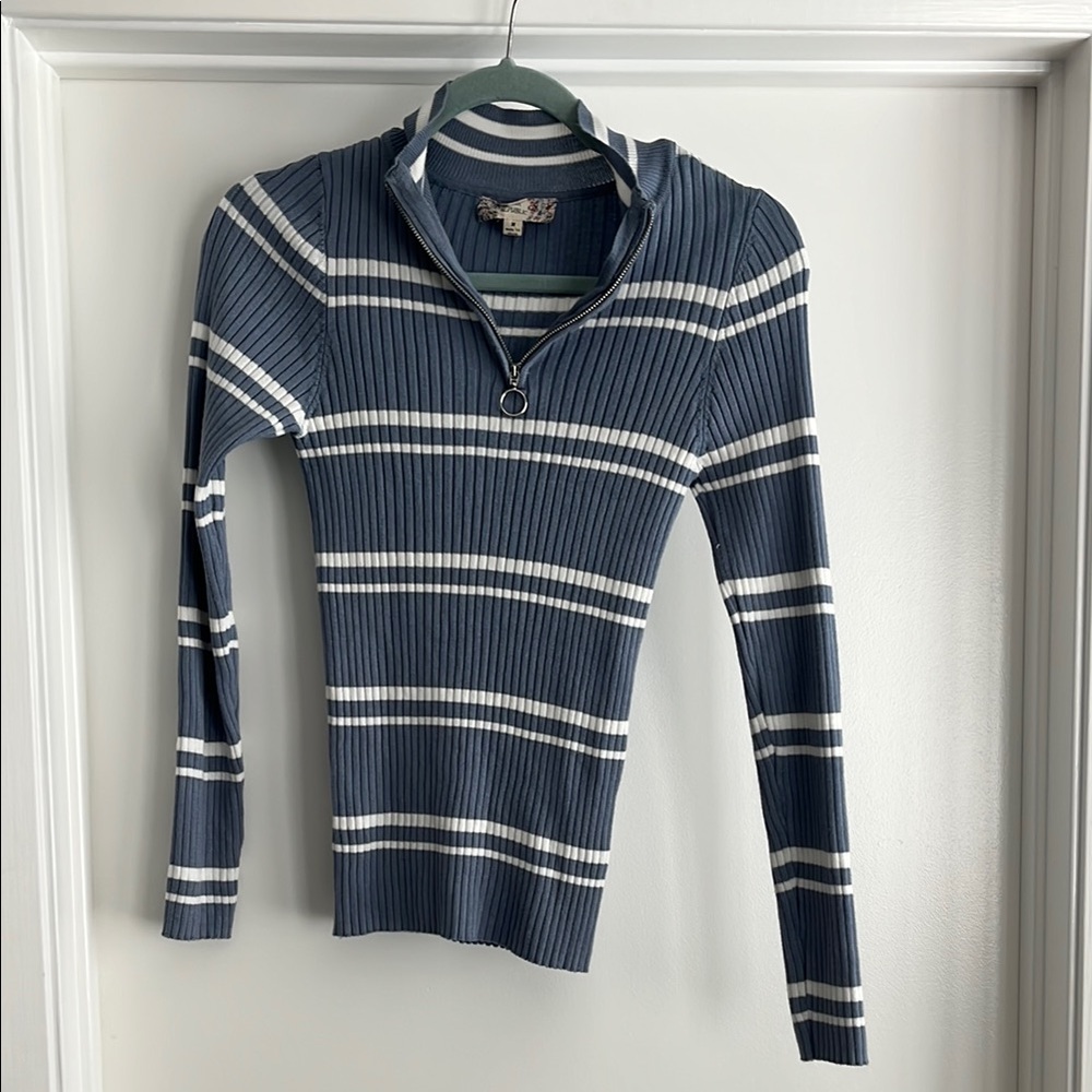long sleeve striped rib top